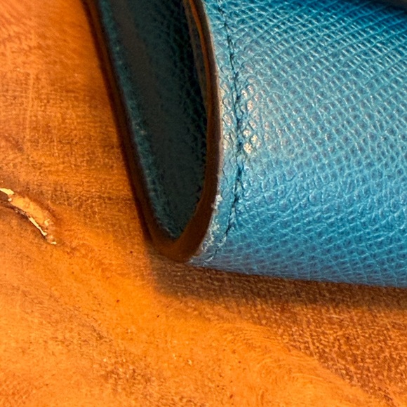 COACH Textured Leather Slim Envelope Wallet w/Pop-Up Pouch: Teal & Purple - Picture 8 of 16